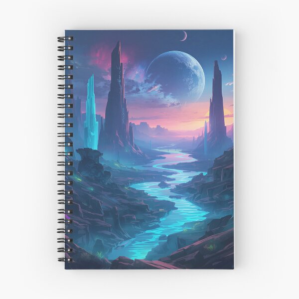 Item preview, Alien Crystal Canyon with Neon Rivers and Cosmic Storm Horizon designed and sold by Luminous Wilds.