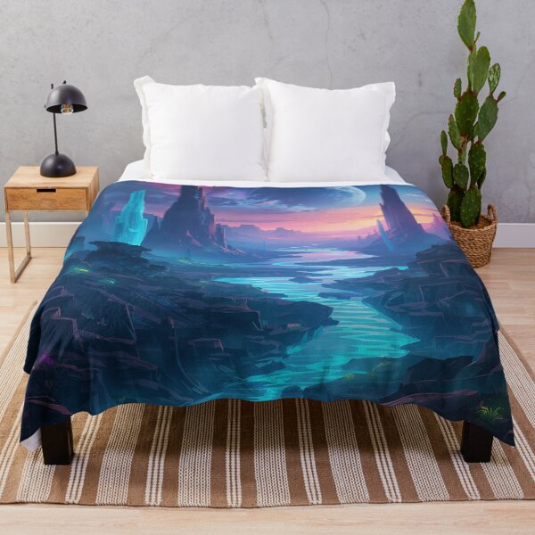 Item preview, Alien Crystal Canyon with Neon Rivers and Cosmic Storm Horizon designed and sold by Luminous Wilds.