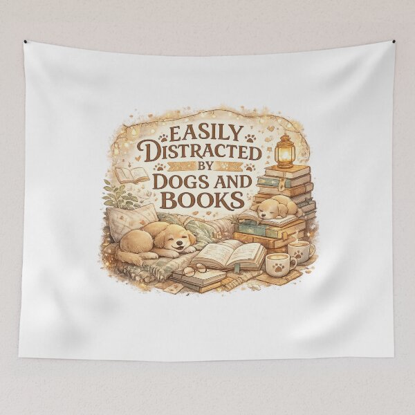 Item preview, Dogs And Books Graphic Tee | Cute Cozy Reader Aesthetic Shirt designed and sold by Mukesh Saxena.