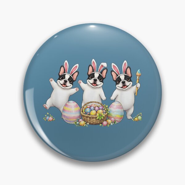 Item preview, Easter French Bulldog Bunny Eggs Dancing designed and sold by miuukiuu.