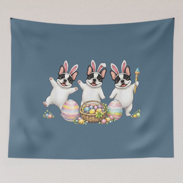 Item preview, Easter French Bulldog Bunny Eggs Dancing designed and sold by miuukiuu.