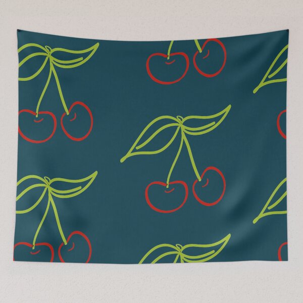 Item preview, Minimalist Green and Red Cherries Art designed and sold by Rosdeny.