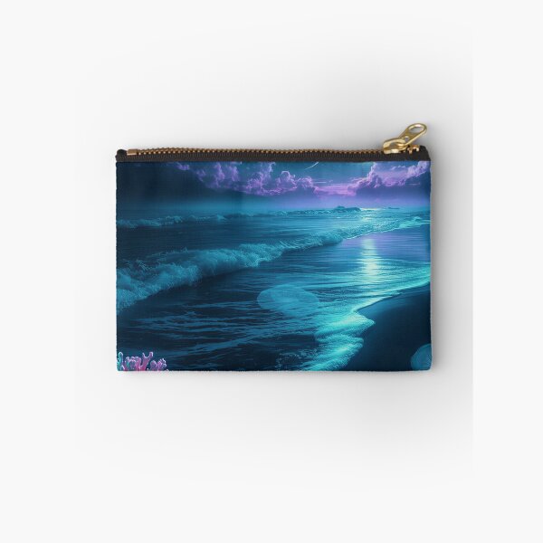 Item preview, Bioluminescent Alien Shoreline with Glowing Waves and Ringed Planets designed and sold by Luminous Wilds.