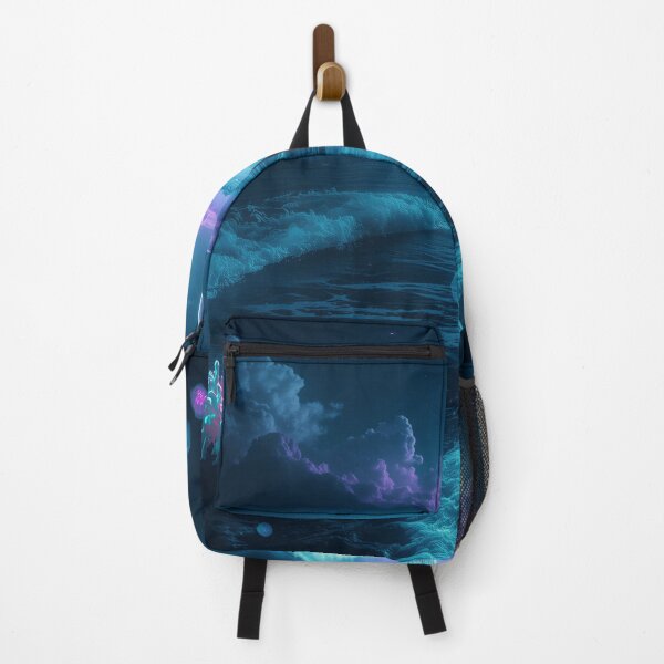 Item preview, Bioluminescent Alien Shoreline with Glowing Waves and Ringed Planets designed and sold by Luminous Wilds.