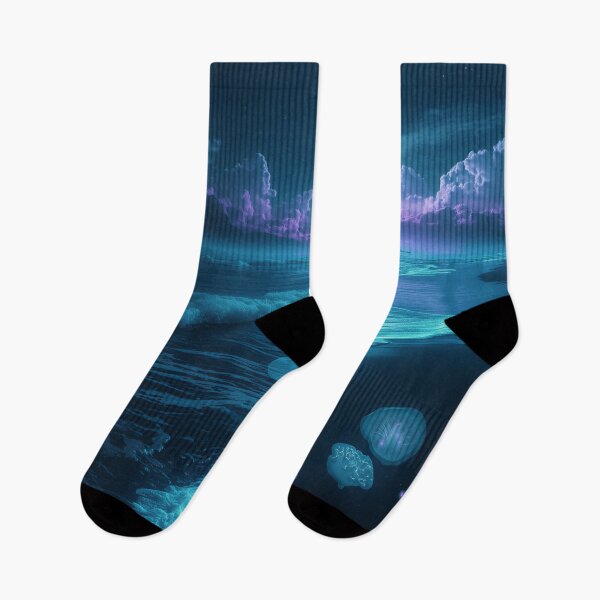 Item preview, Bioluminescent Alien Shoreline with Glowing Waves and Ringed Planets designed and sold by Luminous Wilds.