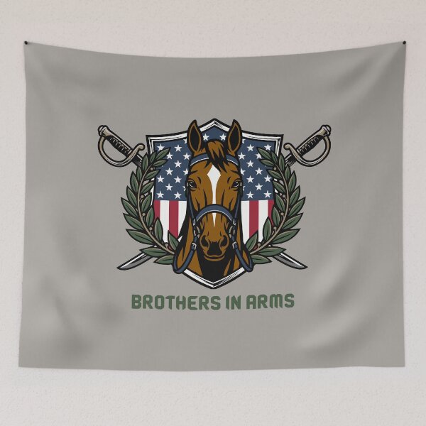 Item preview, The Sentinel's Companion: Army Horse Patriotic Memorial Day Badge designed and sold by ZUMERI.