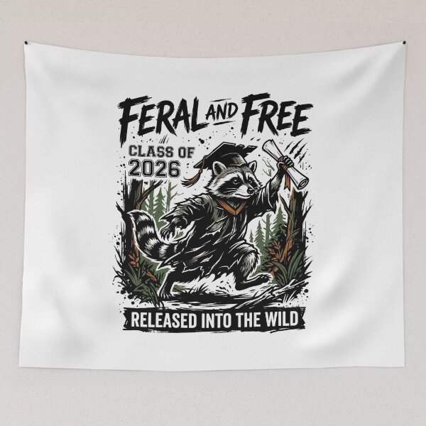 Item preview, Feral And Free Class Of 2026 Released Into The Wild Funny Graduation Meme designed and sold by get55shirt.