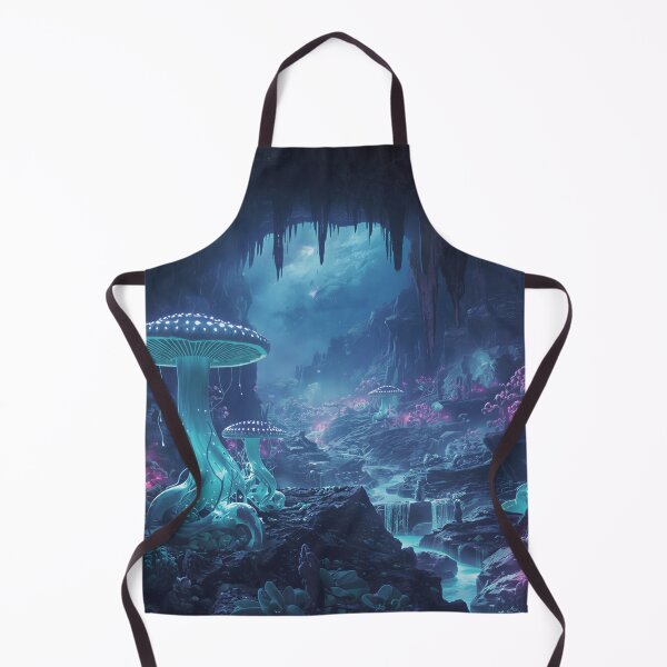 Item preview, Glowing Alien Cavern with Bioluminescent Mushrooms and Crystal Rivers designed and sold by Luminous Wilds.