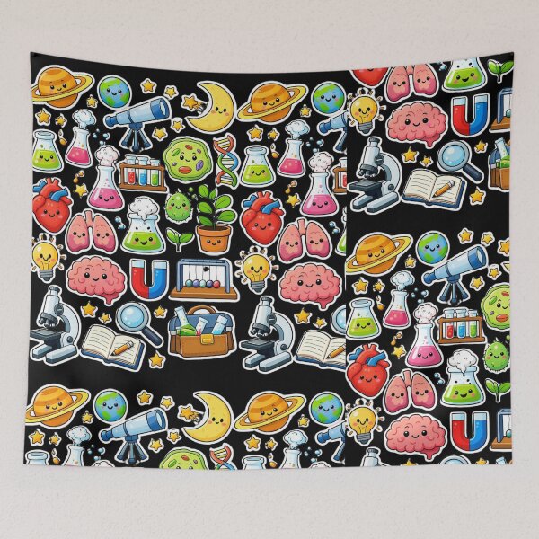Item preview, Cute Kawaii Science Sticker Pattern - Funny Laboratory Doodles designed and sold by gokhanuzen.
