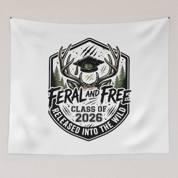 Item preview, Class Of 2026 Feral And Free Funny Senior Graduation Retro Typography designed and sold by get55shirt.
