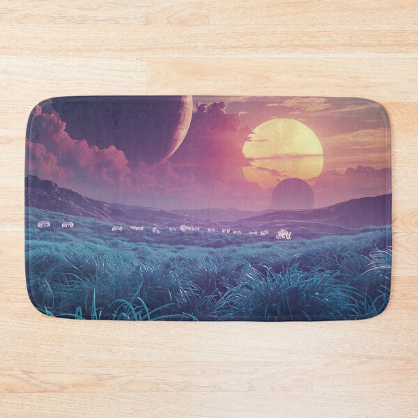 Item preview, Alien Grassland Landscape with Floating Suns and Bioluminescent Terrain designed and sold by Luminous Wilds.