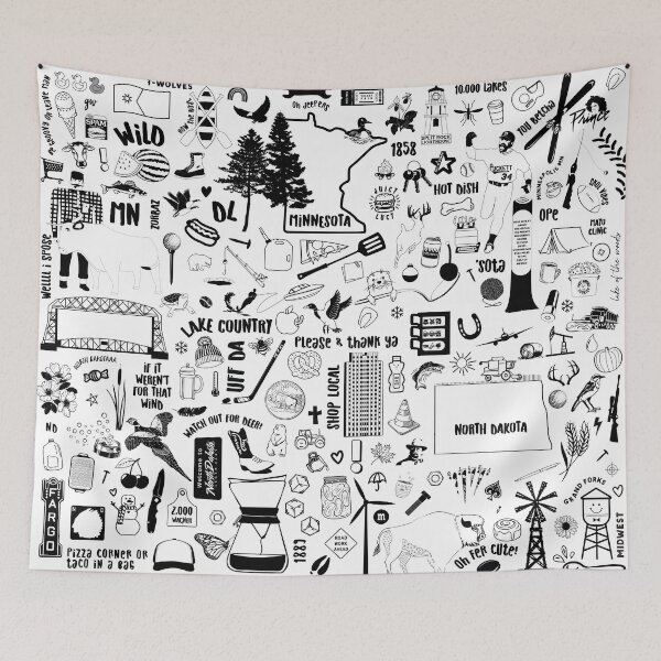 Item preview, North Dakota Minnesota Core Doodle designed and sold by Gracewagner18.