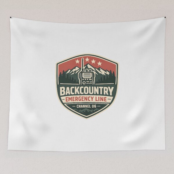 Item preview, Backcountry Emergency Line Retro Camping Graphic designed and sold by Naviora.