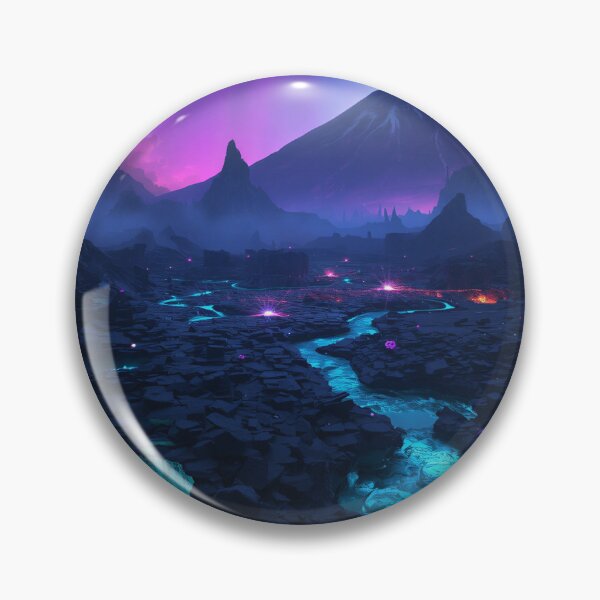 Item preview, Volcanic Alien World with Glowing Obsidian and Bioluminescent Flowers designed and sold by Luminous Wilds.