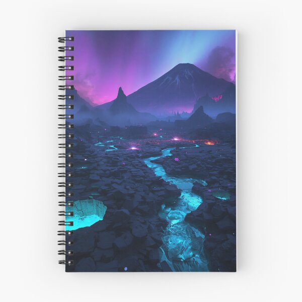 Item preview, Volcanic Alien World with Glowing Obsidian and Bioluminescent Flowers designed and sold by Luminous Wilds.