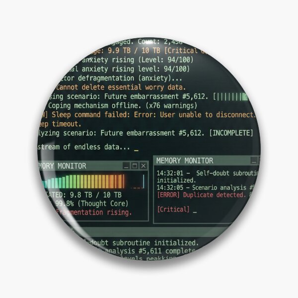 Item preview, Overthinking Process Running – Infinite Thought Loop Terminal designed and sold by Prism-Bubble.