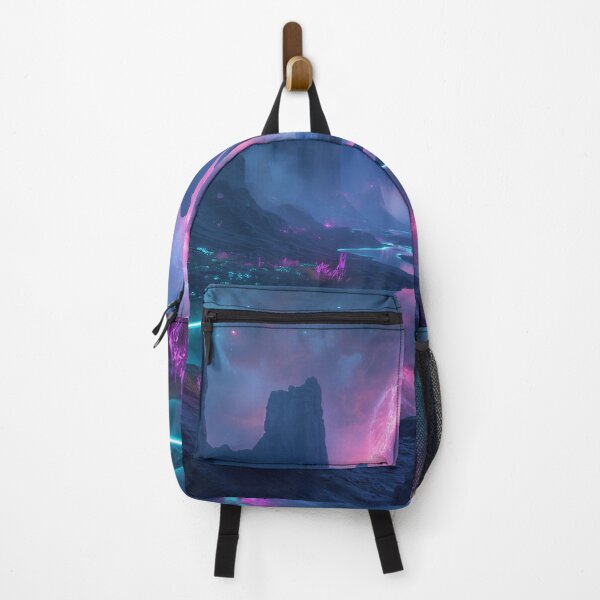Item preview, Alien Valley with Reflective Neon Lakes and Spiral Nebula Sky designed and sold by Luminous Wilds.