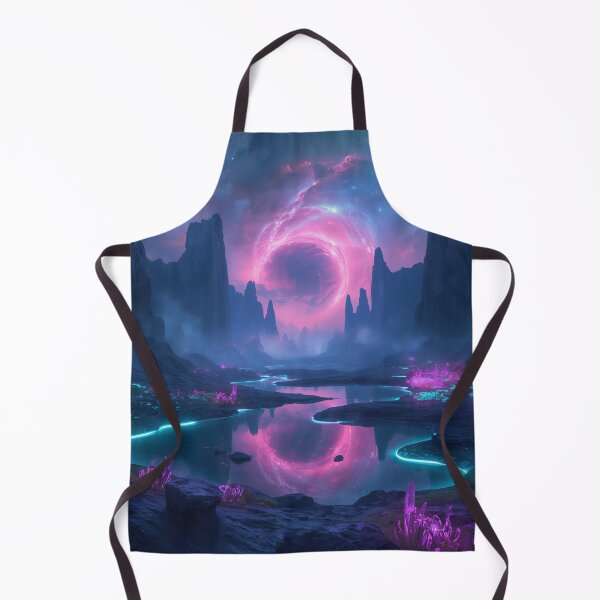 Item preview, Alien Valley with Reflective Neon Lakes and Spiral Nebula Sky designed and sold by Luminous Wilds.