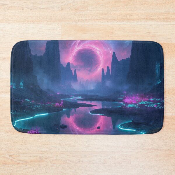 Item preview, Alien Valley with Reflective Neon Lakes and Spiral Nebula Sky designed and sold by Luminous Wilds.