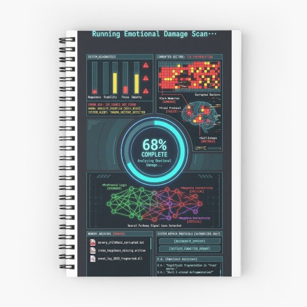 Item preview, Running Emotional Damage Scan – Cyber Diagnostic Interface designed and sold by Prism-Bubble.