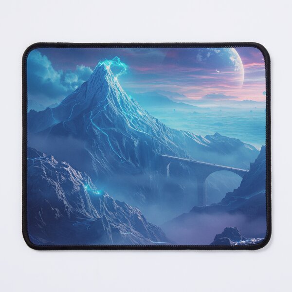 Item preview, Alien Crystal Mountains with Floating Islands and Celestial Storm Sky designed and sold by Luminous Wilds.