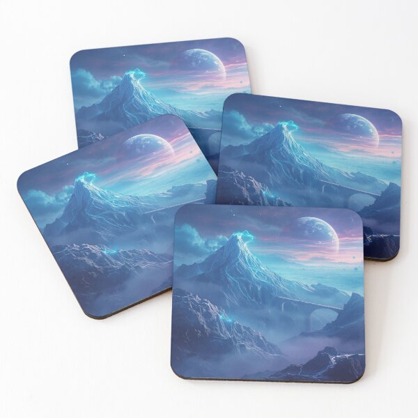 Item preview, Alien Crystal Mountains with Floating Islands and Celestial Storm Sky designed and sold by Luminous Wilds.