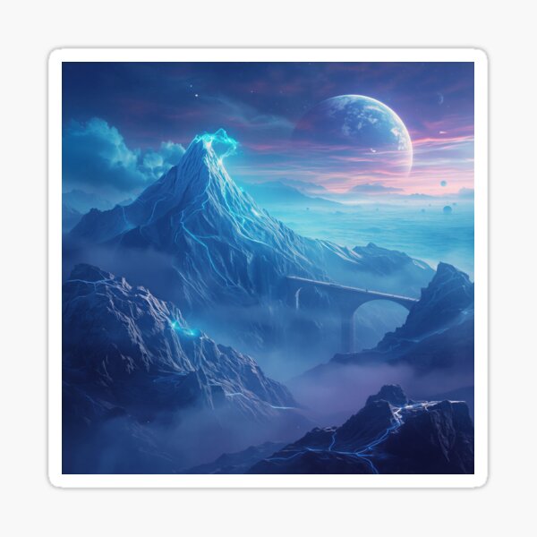 Item preview, Alien Crystal Mountains with Floating Islands and Celestial Storm Sky designed and sold by Luminous Wilds.