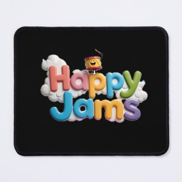 Item preview, Colorful 3D Happy Jams Text Logo With Cute Cartoon Drum Character designed and sold by Dreamy Armine Art.