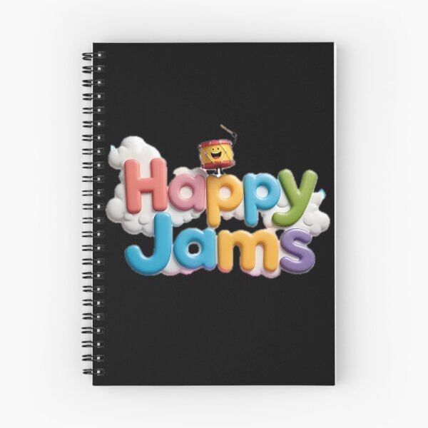 Artikelvorschau, Farbenfrohes 3D-Happy-Jams-Textlogo mit niedlicher Cartoon-Trommelfigur entworfen und verkauft von Dreamy Armine Art.
