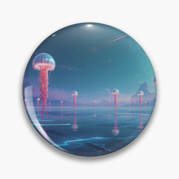 Item preview, Surreal Alien Dreamscape with Floating Creatures and Cosmic Ring Structures designed and sold by Luminous Wilds.