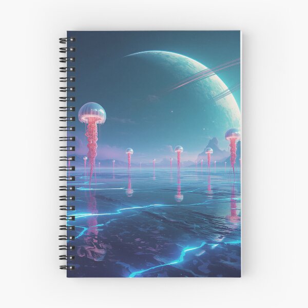 Item preview, Surreal Alien Dreamscape with Floating Creatures and Cosmic Ring Structures designed and sold by Luminous Wilds.