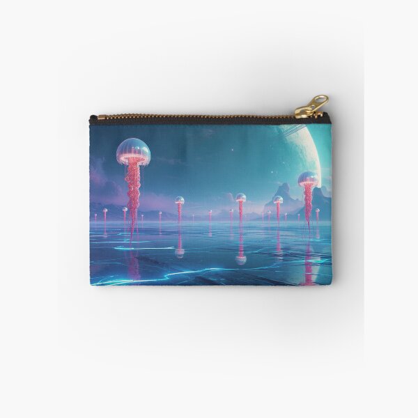 Item preview, Surreal Alien Dreamscape with Floating Creatures and Cosmic Ring Structures designed and sold by Luminous Wilds.