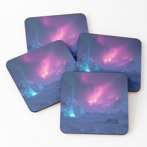 Item preview, Frozen Alien Tundra with Bioluminescent Ice and Aurora Storms designed and sold by Luminous Wilds.