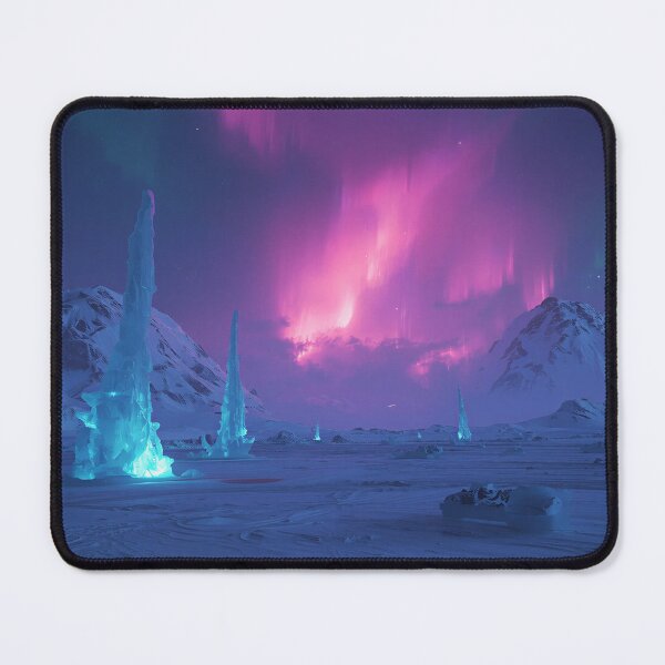 Item preview, Frozen Alien Tundra with Bioluminescent Ice and Aurora Storms designed and sold by Luminous Wilds.