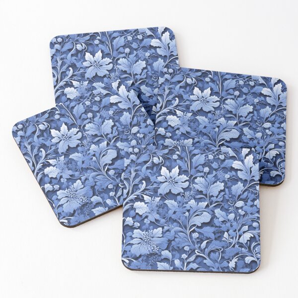 Item preview, Elegant vintage dusty blue floral pattern designed and sold by hollycooper.