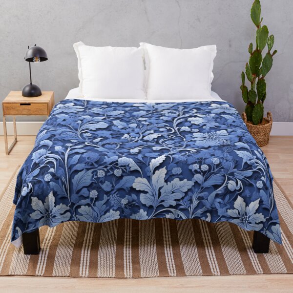 Item preview, Elegant vintage dusty blue floral pattern designed and sold by hollycooper.