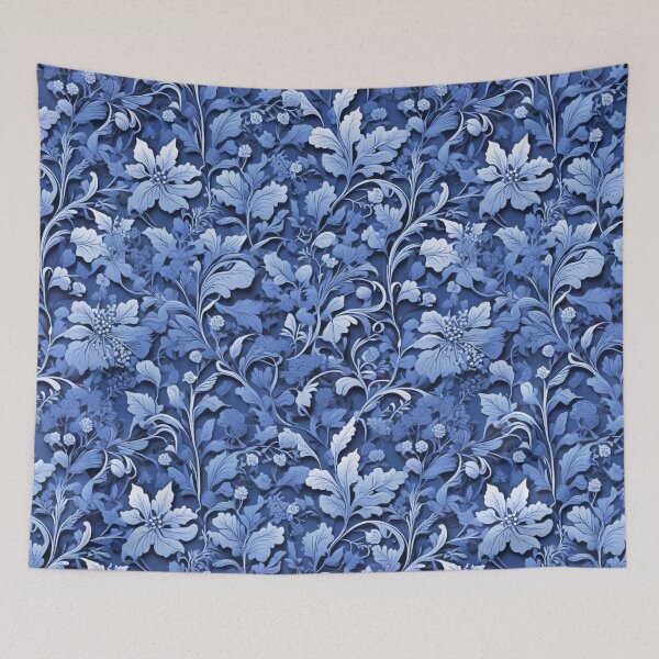 Item preview, Elegant vintage dusty blue floral pattern designed and sold by hollycooper.