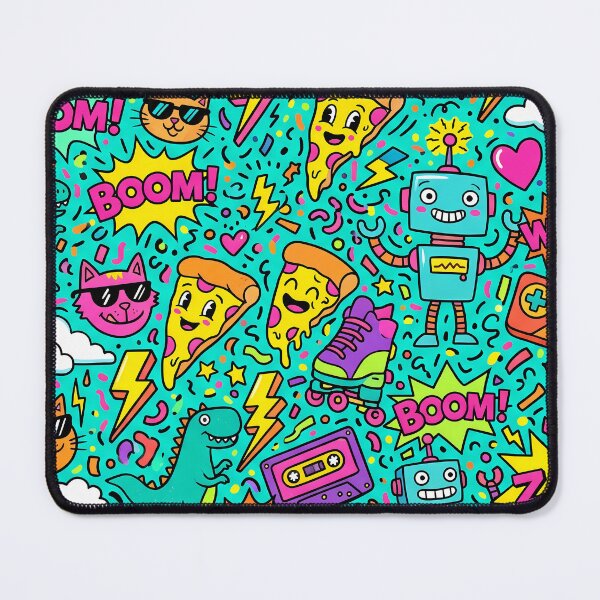 Item preview, Pizza Cats Gamer Pop Art Doodles Robots Fantasy designed and sold by ART ATTACK ZONE.