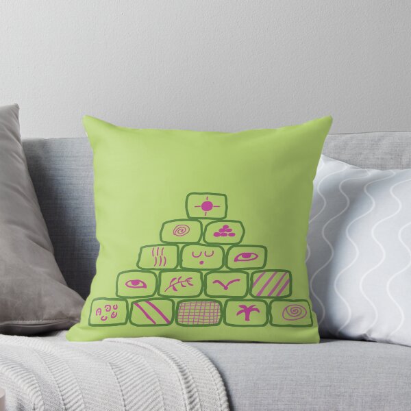 Item preview, Glyph Temple Tropical Cushion – Belize Hidden Gems Collection designed and sold by Curious Shapes Studio.