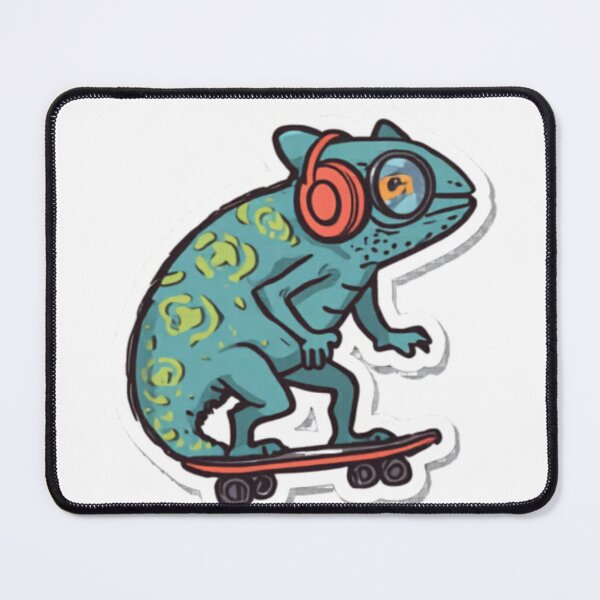 Item preview, Skater Chameleon with Headphones – Funny Cartoon Animal Sticker designed and sold by SYNTR.