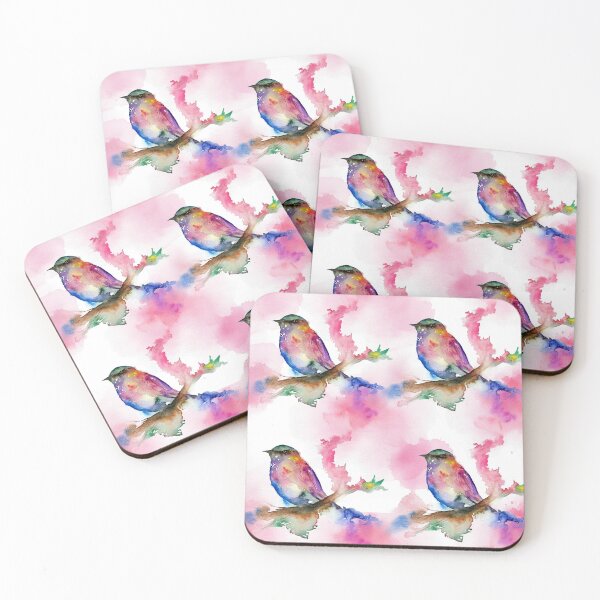 Item preview, Songbird in Pink Watercolor Mist Pattern designed and sold by wissal.studio.