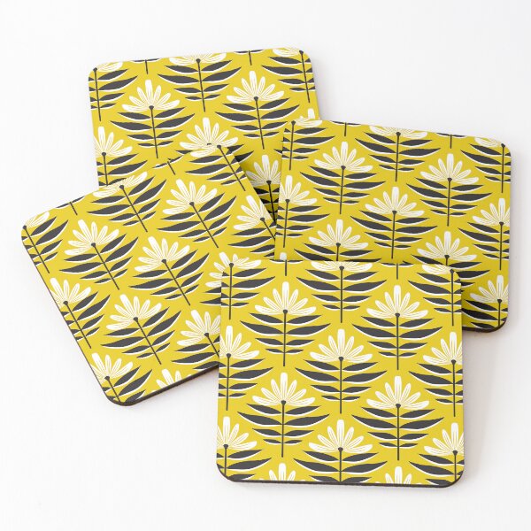 Item preview, Modern wildflower pattern in yellow designed and sold by Jennifer Ladd.