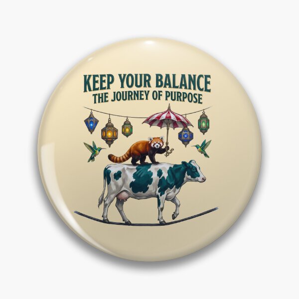 Item preview, Keep Your Balance Red Panda Cow Tightrope designed and sold by TeeARTHY.