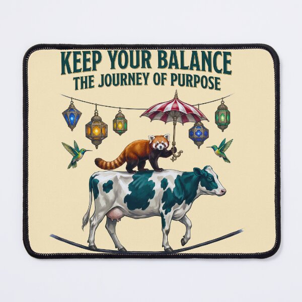 Item preview, Keep Your Balance Red Panda Cow Tightrope designed and sold by TeeARTHY.