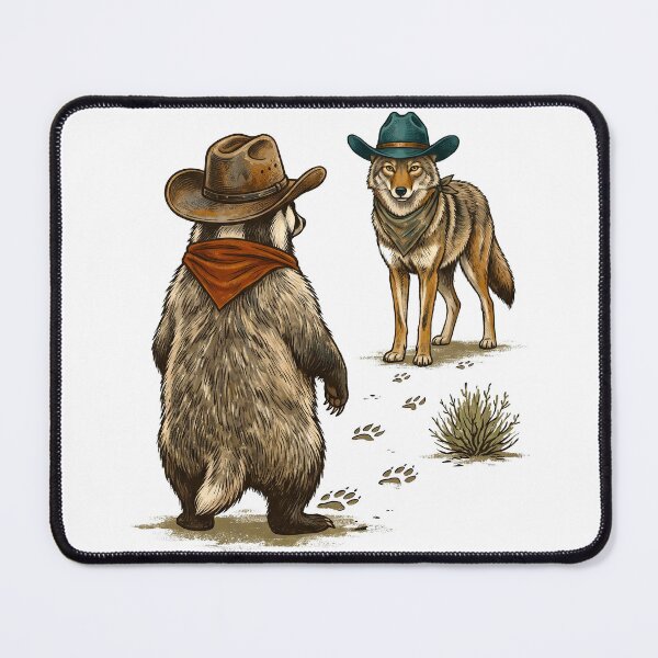 Item preview, Western Honey badger And Wolf Wearing Cowboy Hats designed and sold by TeeARTHY.