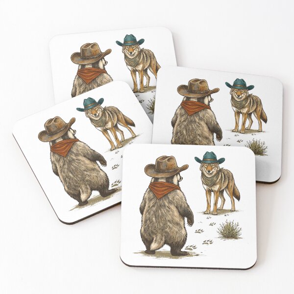 Item preview, Western Honey badger And Wolf Wearing Cowboy Hats designed and sold by TeeARTHY.