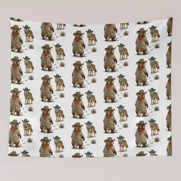 Item preview, Western Honey badger And Wolf Wearing Cowboy Hats designed and sold by TeeARTHY.