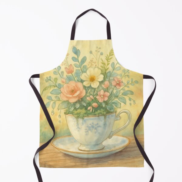 Item preview, Vintage Floral Cottage core Teacup Garden Watercolor designed and sold by FunFitLife Studio.
