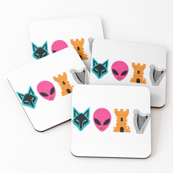 Item preview, Retro Fantasy Icons : Fox Alien Castle Harp Funny Nerd Aesthetic Design designed and sold by PrintifyPxl.