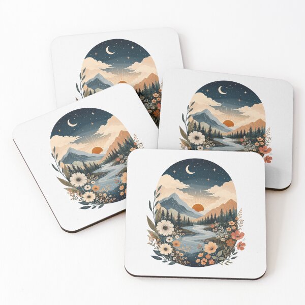 Item preview, Moonlit River Valley | Boho Nature Landscape Illustration designed and sold by Tanu Biswas.